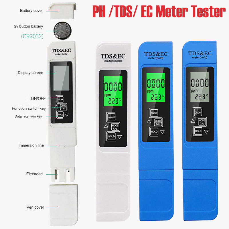 Marine Aquarium Water Analyzer - Цифровой измеритель 3-в-1: термометр, TDS/EC-метр (пен-тестер)