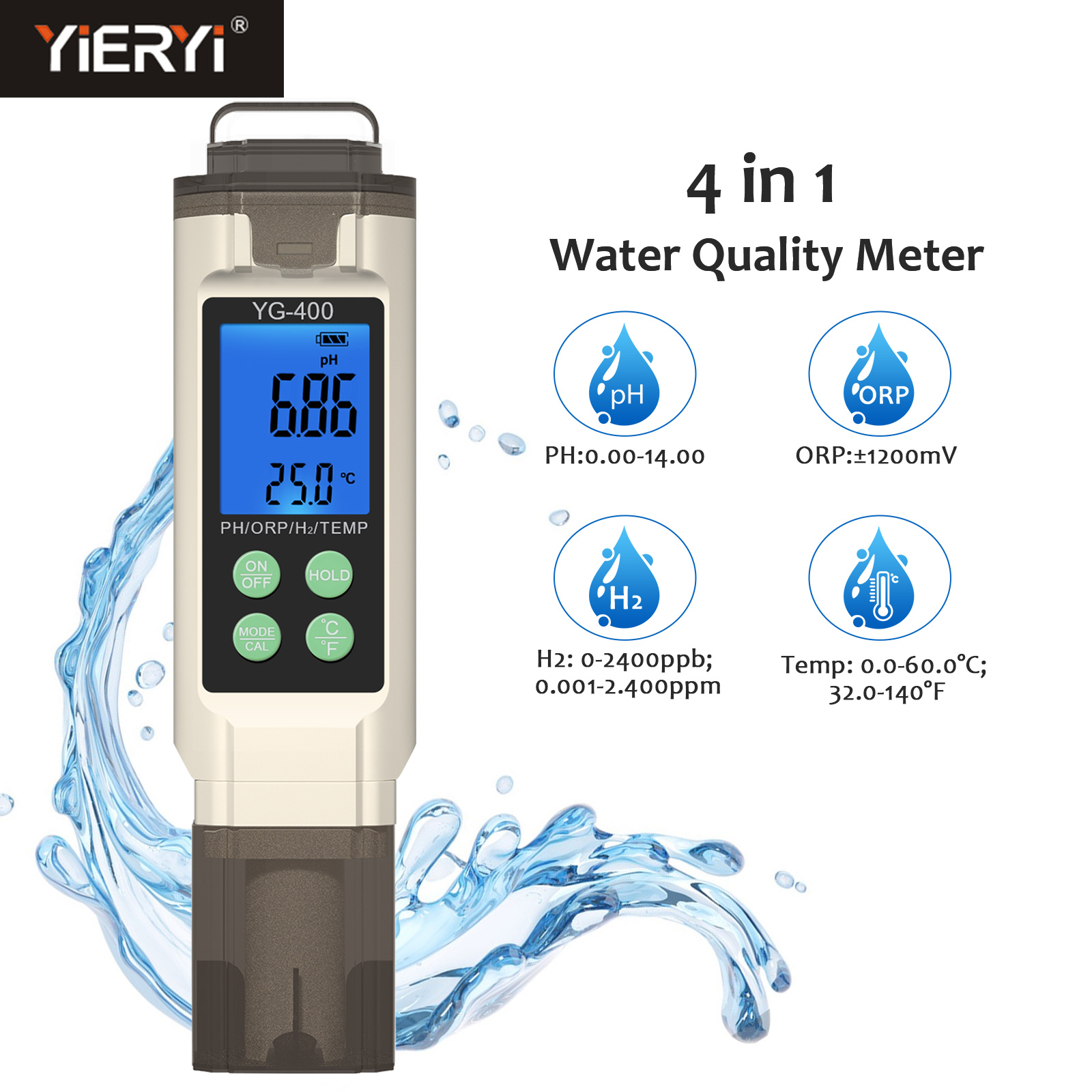 Marine Aquarium Water Analyzer - Yieryi 4 в 1 цифровой PH