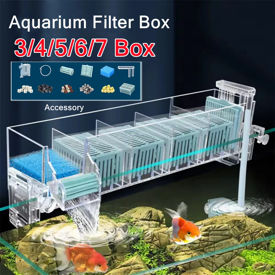 Marine Aquarium Overflow Box - 220 В аквариумный настенный роликовый фильтр-водопад,